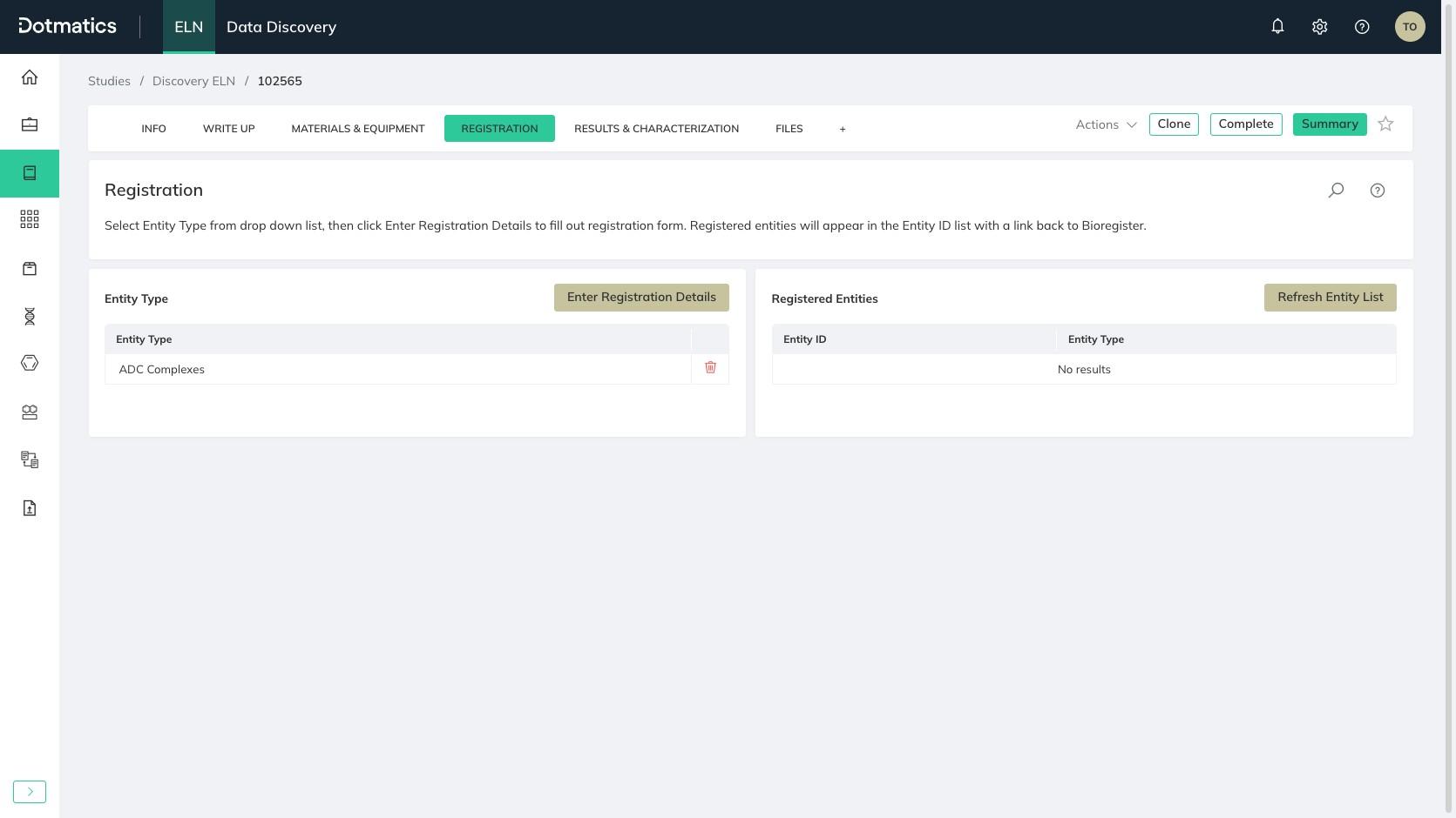 [WEB] Biological Entity Registration